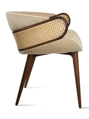 1 Luxury Cane Accent Chair in Solid Wood